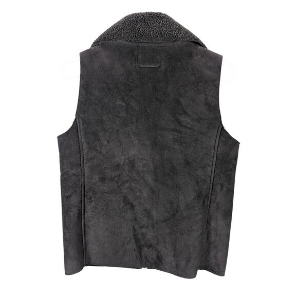 Ralph Lauren Vest Womens PP Petite Black Sherpa Soft Zip up Faux Suede Preppy - Picture 2 of 8